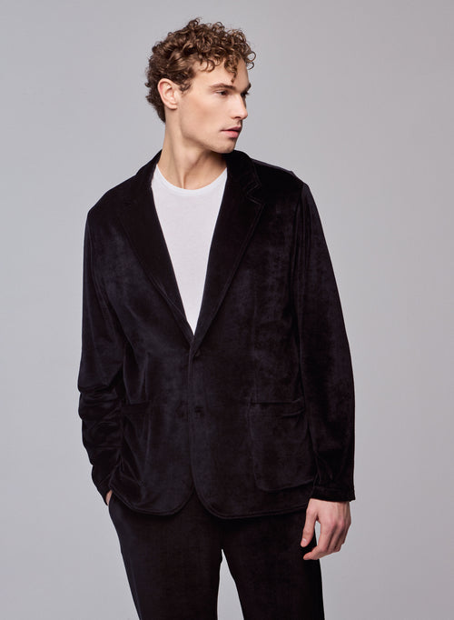 Chaqueta negra Chaqueta de manga larga en algodón orgánico / modal / elastano - MAJESTIC FILATURES