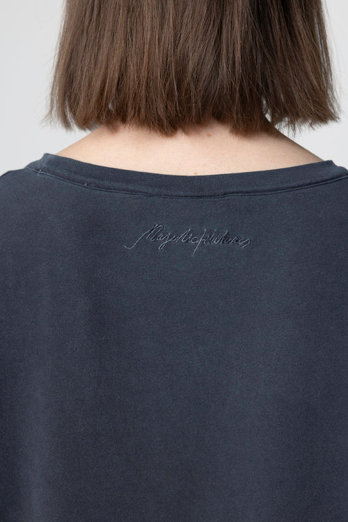 T-shirt Noir Col Rond Manches Courtes en Coton / Elasthanne - MAJESTIC FILATURES