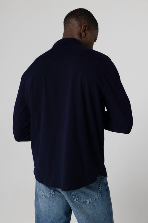 Chemise Marine Manches Longues en Coton organique / Elasthanne - MAJESTIC FILATURES