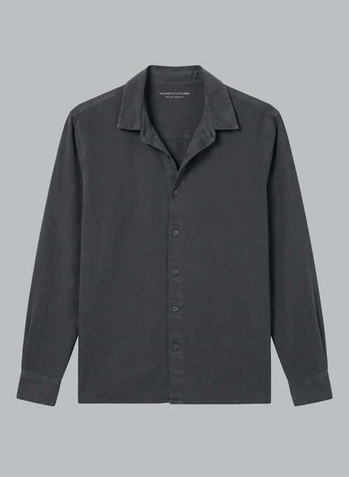 Chemise Noire HD Manches Longues en Coton organique / Elasthanne - MAJESTIC FILATURES