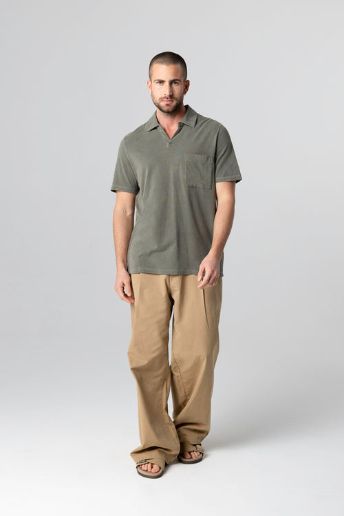 Polo vert foncé Manches Courtes en Coton organique / Elasthanne - MAJESTIC FILATURES