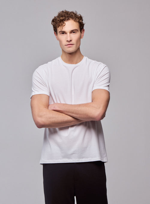 White Harold short-sleeved round-neck T-shirt in organic cotton - MAJESTIC FILATURES