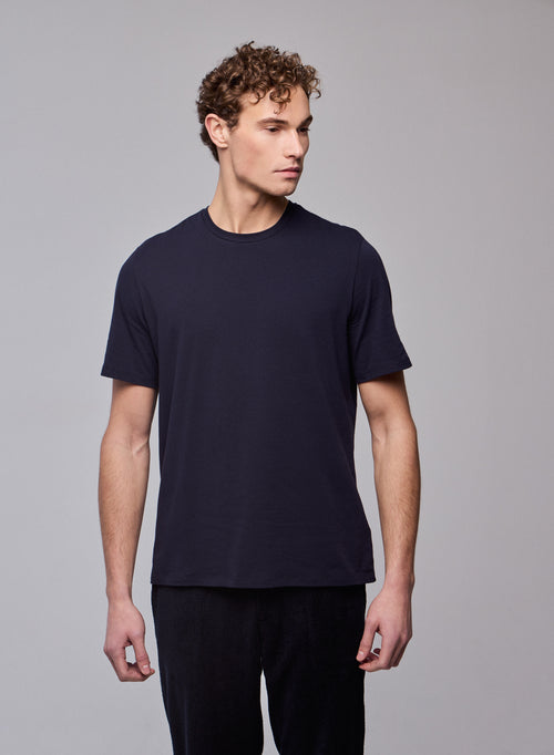Marine Harold short-sleeved round-neck T-shirt in organic cotton - MAJESTIC FILATURES