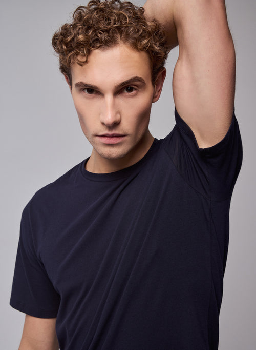 Marine Harold short-sleeved round-neck T-shirt in organic cotton - MAJESTIC FILATURES