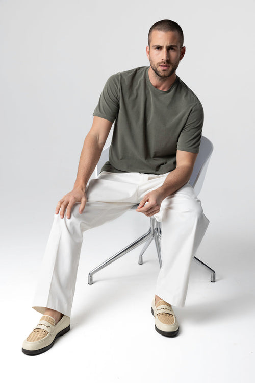 T-Shirt mit Rundhalsausschnitt und kurzen Ärmeln aus Bio-Baumwolle / Elasthan in Dschungel - MAJESTIC FILATURES