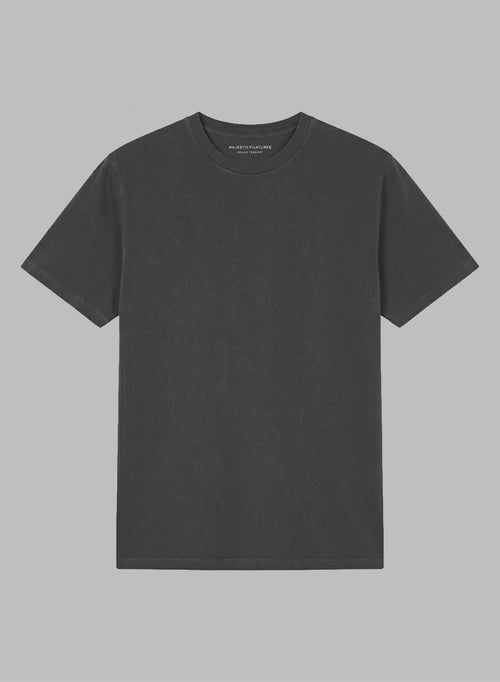 T-shirt Noir Col Rond Manches Courtes en Coton organique / Elasthanne - MAJESTIC FILATURES