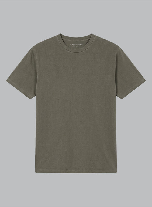 Camiseta color Jungla cuello redondo manga corta de algodón orgánico / elastano - MAJESTIC FILATURES