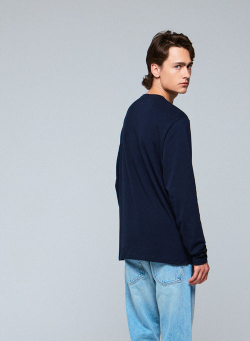 Henry T-Shirt Rundhalsausschnitt Langarm aus Baumwolle / Elastan - MAJESTIC FILATURES