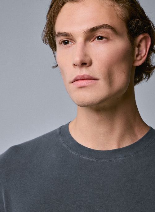 T-shirt Gris Col Rond Manches Courtes en Coton organique / Elasthanne - MAJESTIC FILATURES