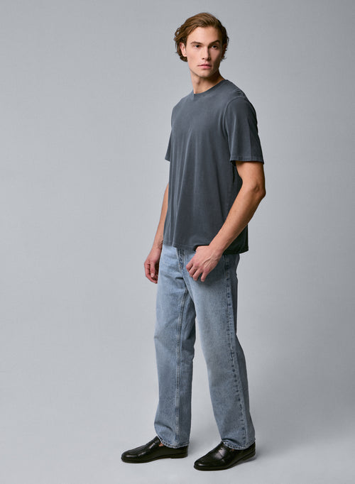T-shirt Gris Col Rond Manches Courtes en Coton organique / Elasthanne - MAJESTIC FILATURES