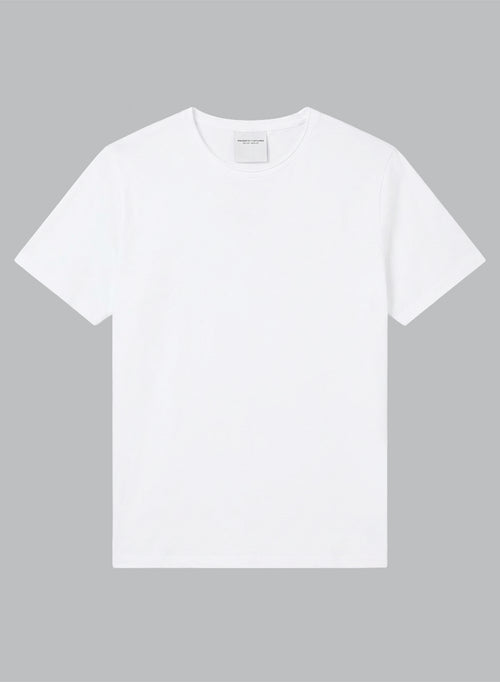 Camiseta blanca de cuello redondo y manga corta de algodón orgánico/elastano - MAJESTIC FILATURES