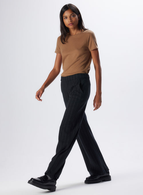 Pantalon Noir en Laine Mérinos et Coton - MAJESTIC FILATURES