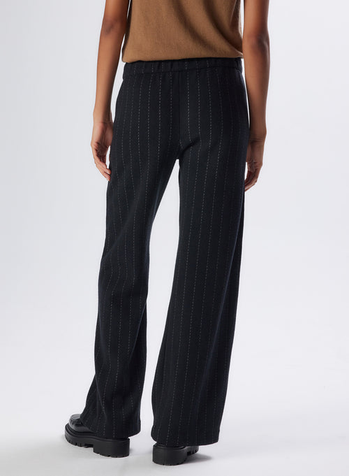 Pantalon Noir en Laine Mérinos et Coton - MAJESTIC FILATURES