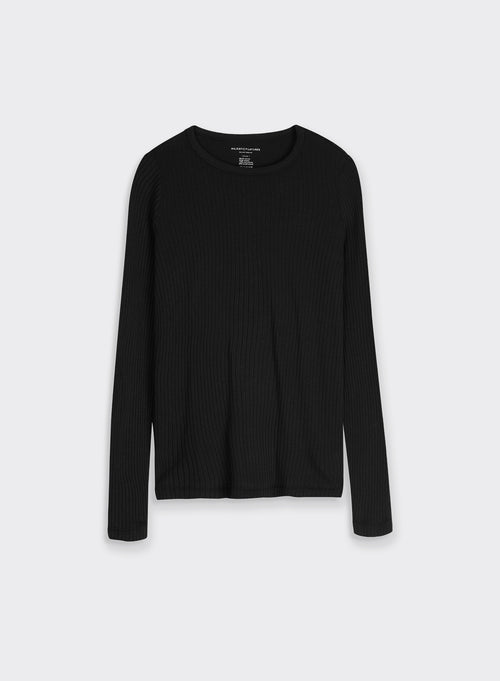 "Cotton / Modal / Cashmere Long Sleeve Round Neck T-Shirt" - MAJESTIC FILATURES