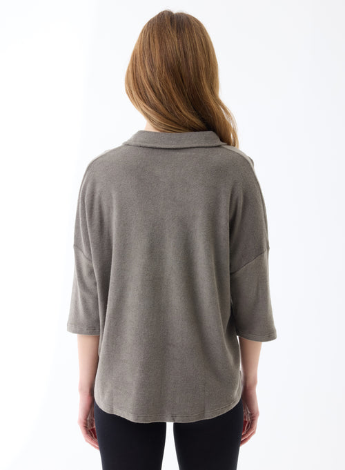 Camisa verde con mangas al codo en algodón / modal - MAJESTIC FILATURES