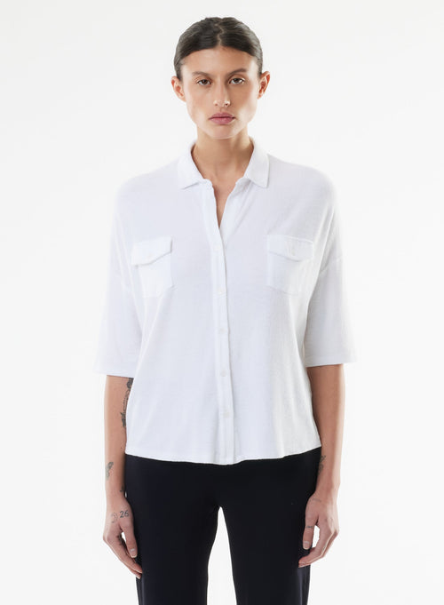 Chemise Blanche Manches Coudes - MAJESTIC FILATURES