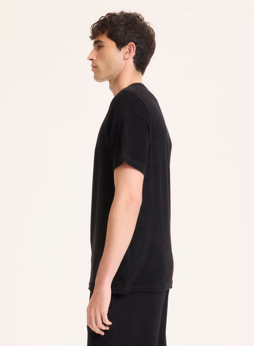 Tee shirt Noir Col Rond Manches Courtes en Coton organique / Modal - MAJESTIC FILATURES