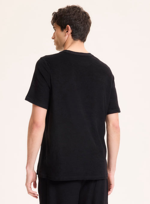 Tee shirt Noir Col Rond Manches Courtes en Coton organique / Modal - MAJESTIC FILATURES