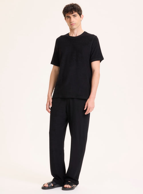 Tee shirt Noir Col Rond Manches Courtes en Coton organique / Modal - MAJESTIC FILATURES