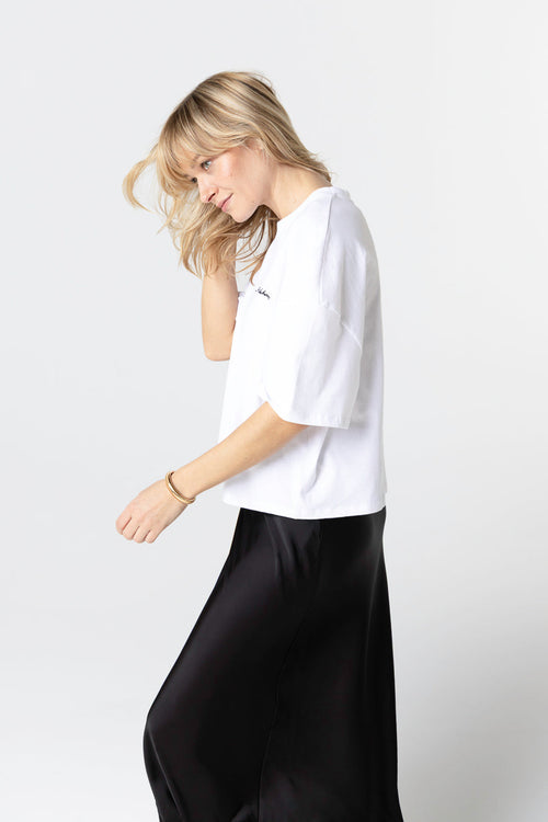 T-shirt Blanc Col Rond Manches Courtes en Coton Organique / Coton Recyclé - MAJESTIC FILATURES