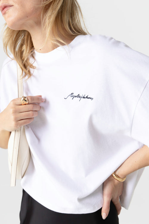 T-shirt Blanc Col Rond Manches Courtes en Coton Organique / Coton Recyclé - MAJESTIC FILATURES