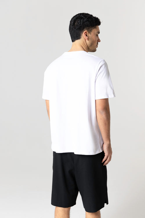 T-shirt Blanc Col Rond Manches Courtes en Coton Organique / Coton Recyclé - MAJESTIC FILATURES