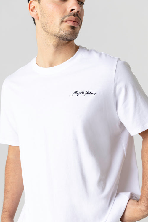 T-shirt Blanc Col Rond Manches Courtes en Coton Organique / Coton Recyclé - MAJESTIC FILATURES