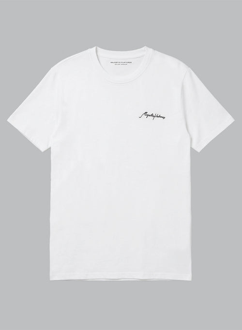 T-Shirt mit Rundhalsausschnitt und kurzen Ärmeln aus Bio-Baumwolle / recycelter Baumwolle in Weiß - MAJESTIC FILATURES