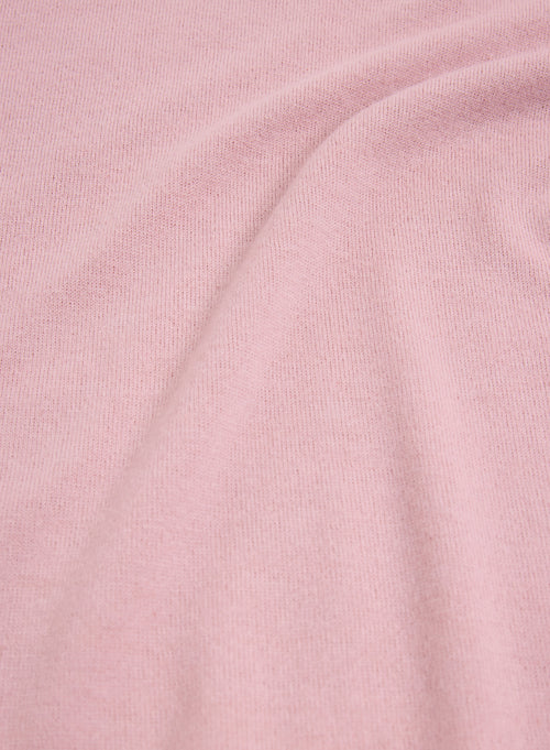 Pink Round Neck Short Sleeve T-shirt in 100% Cashmere - MAJESTIC FILATURES