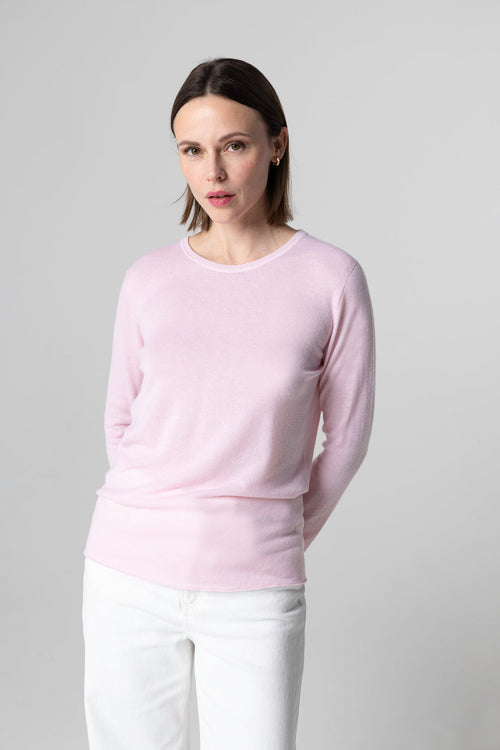 Langärmliges Rundhals-T-Shirt aus Kaschmir in Blossom  - MAJESTIC FILATURES