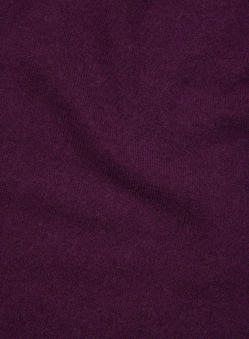 T-shirt Aubergine Col Rond Manches Longues en Cachemire - MAJESTIC FILATURES