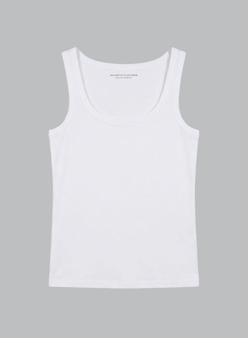 White U-Neck Tank Top in Lyocell, Tencel / Organic Cotton - MAJESTIC FILATURES