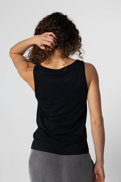 Débardeur Noir Col U Sans Manches en Lyocel, Tencel / Coton Organique - MAJESTIC FILATURES