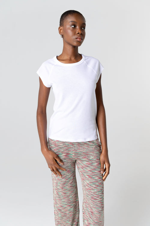 T-shirt Blanc Col Rond Manches Courtes en Lyocel / Tencel / Coton Organique - MAJESTIC FILATURES
