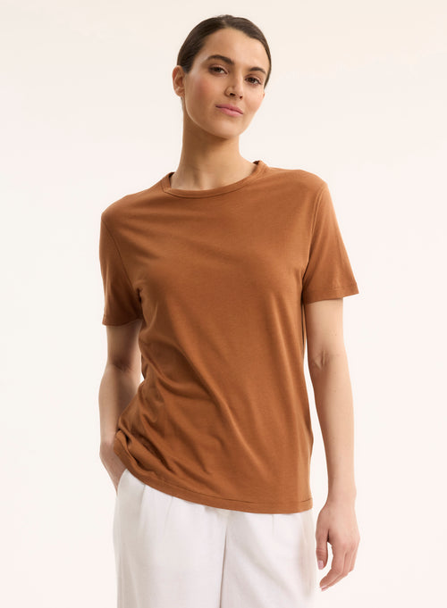 Blue Round Neck Long Sleeve T-shirt - MAJESTIC FILATURES