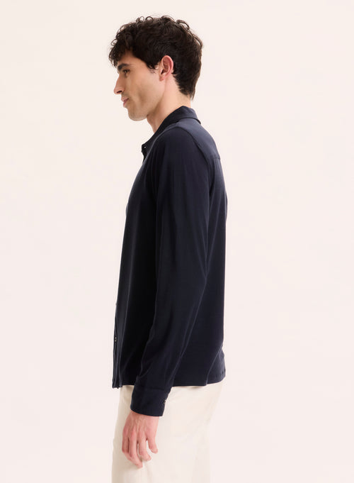 Chemise Marine Col Chemise Manches Longues en Lyocell / Tencel / Coton organique - MAJESTIC FILATURES