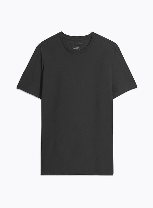 Tee shirt Noir Manches Courtes Col Rond en Lyocell, Tencel / Coton organique - MAJESTIC FILATURES