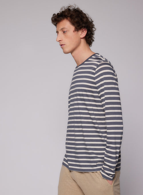 "T-Shirt mit Rundhalsausschnitt und langen Ärmeln aus Lyocel / Tencel / Baumwolle" - MAJESTIC FILATURES