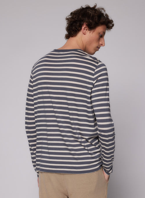 "T-Shirt mit Rundhalsausschnitt und langen Ärmeln aus Lyocel / Tencel / Baumwolle" - MAJESTIC FILATURES