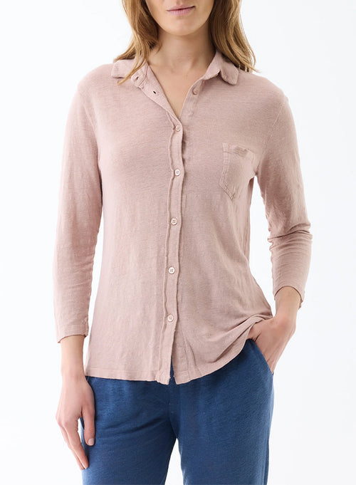 Chemise Rose thé Manches 3/4 - MAJESTIC FILATURES