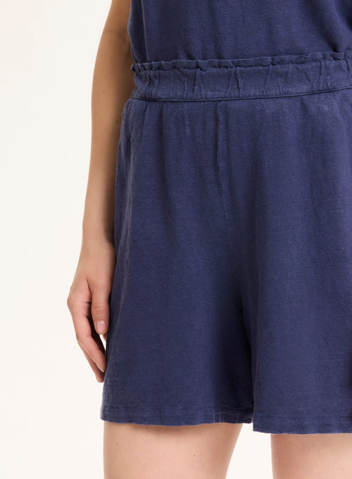 Blaue Shorts aus Leinen / Elasthan - MAJESTIC FILATURES