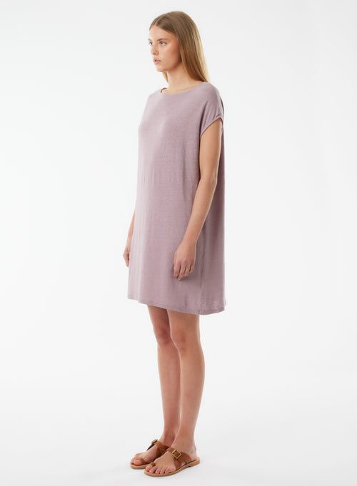 Robe Violette Sans Manches Col Bateau - MAJESTIC FILATURES