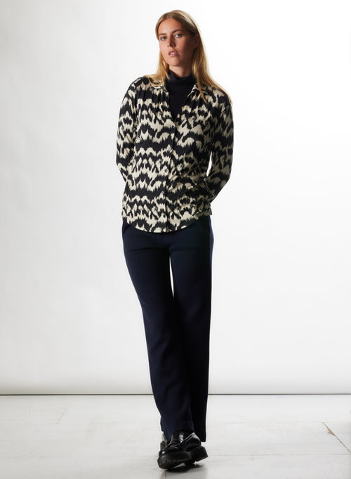 Chemise Marine Manches Longues en Viscose / Elasthanne - MAJESTIC FILATURES