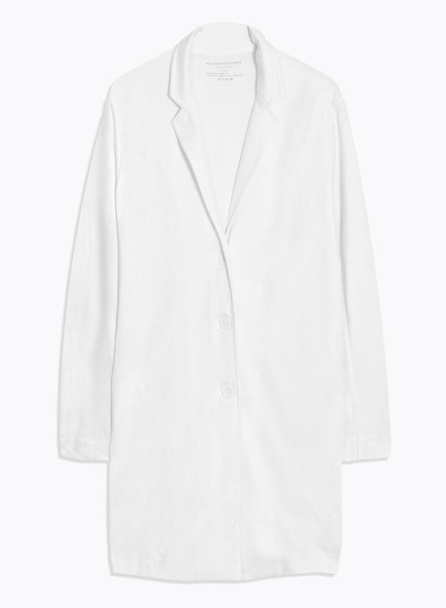 Chaqueta blanca Cuello Manga larga Lino / Algodón Orgánico - MAJESTIC FILATURES