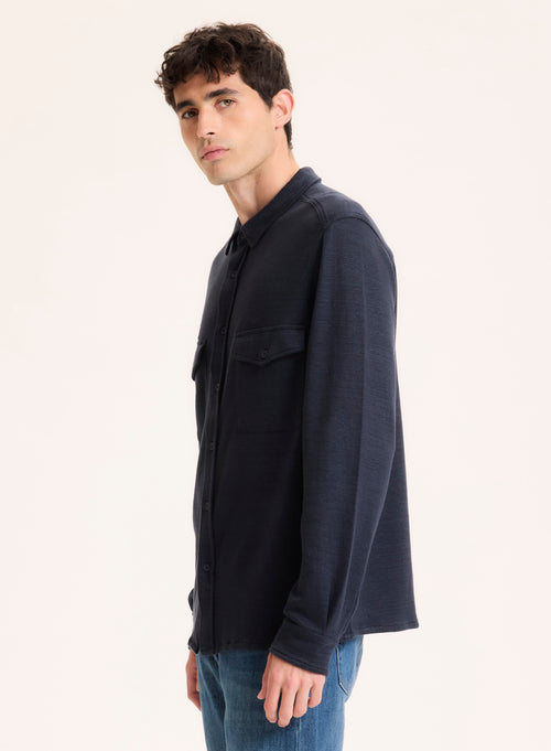 Chemise Marine Col Chemise Manches Longues en Lin / Coton organique - MAJESTIC FILATURES