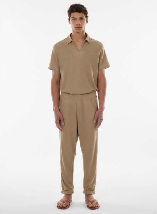 Pantalon Beige en Lin / Coton Organique - MAJESTIC FILATURES