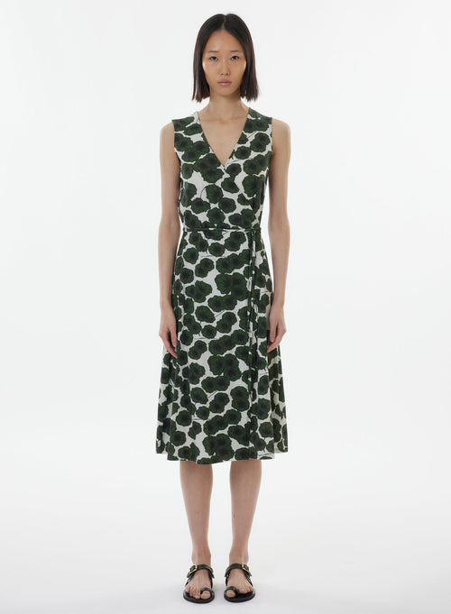 Robe Verte Sans Manches Col V - MAJESTIC FILATURES