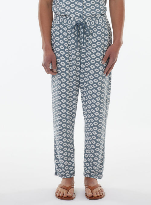 Pantalon Bleu en Lin / Elasthanne - MAJESTIC FILATURES