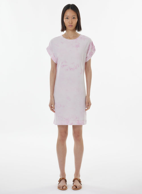 Robe Rose Manches Courtes Col Rond - MAJESTIC FILATURES