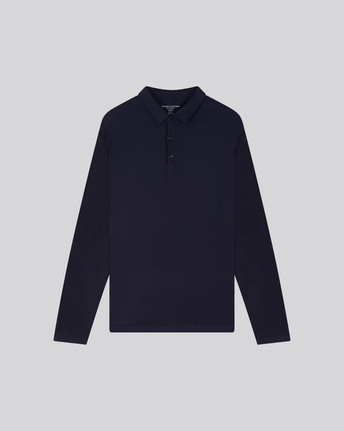 Marineblaues Poloshirt Langärmeliges Poloshirt aus Bio-Baumwolle - MAJESTIC FILATURES
